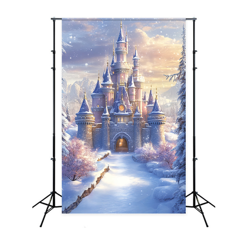 Winter Castle Backdrop Frosted Royal Castle Backdrop UK CSH57-205