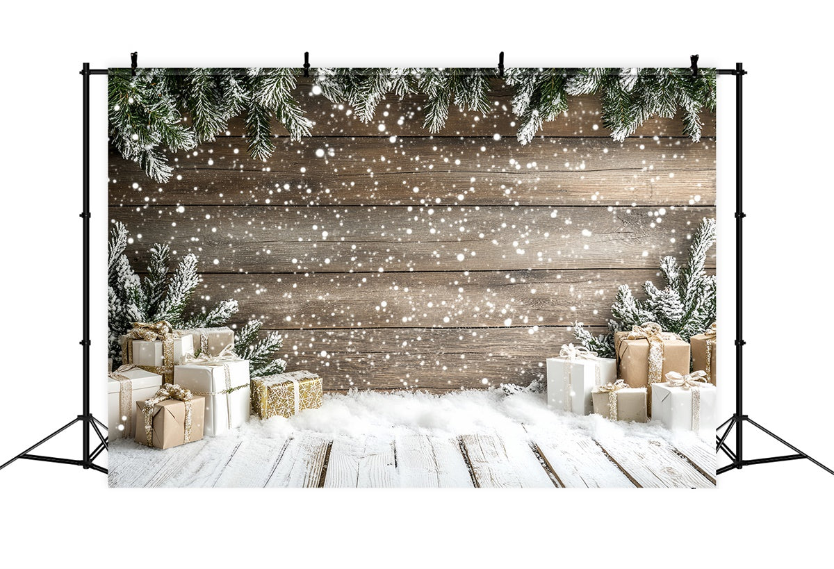 Winter Photo Backdrop Wooden Wall Holiday Gift Backdrop UK CSH57-207