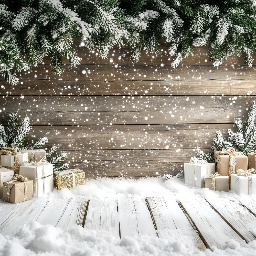 Winter Photo Backdrop Wooden Wall Holiday Gift Backdrop UK CSH57-207