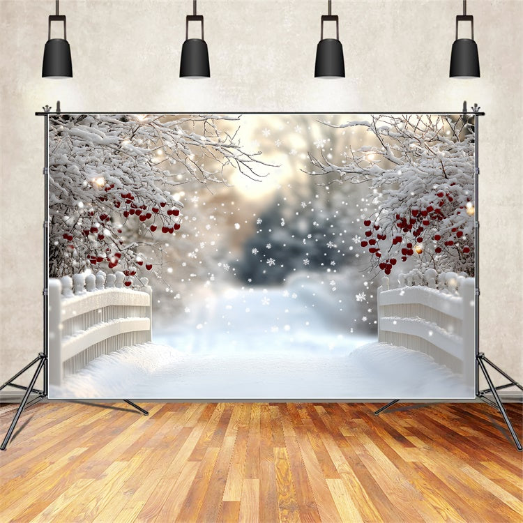 Winter Wonderland Backdrops Berry Snow Bridge Backdrop UK CSH57-216