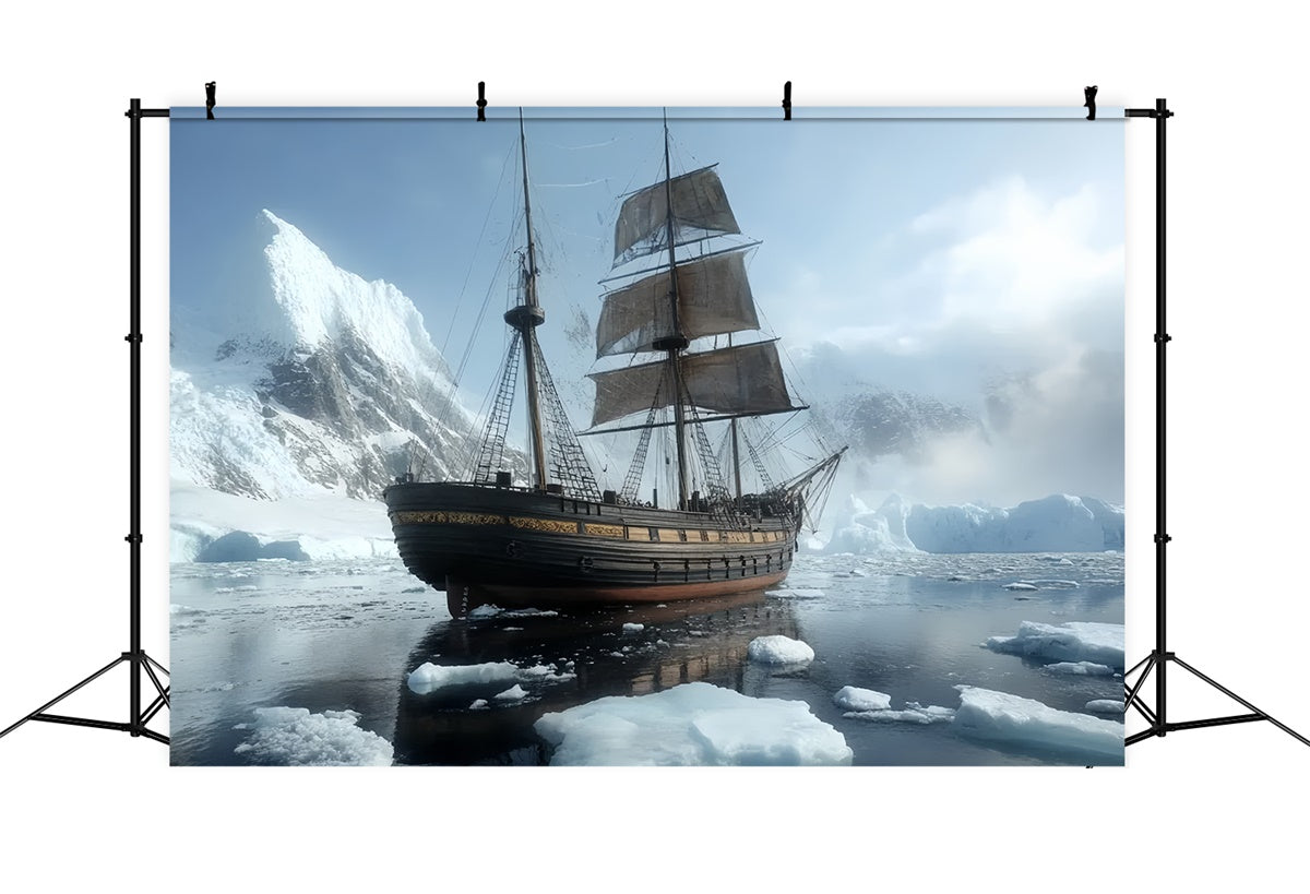 Winter Scene Backdrop Frozen Expedition Vessel Backdrop UK CSH57-219