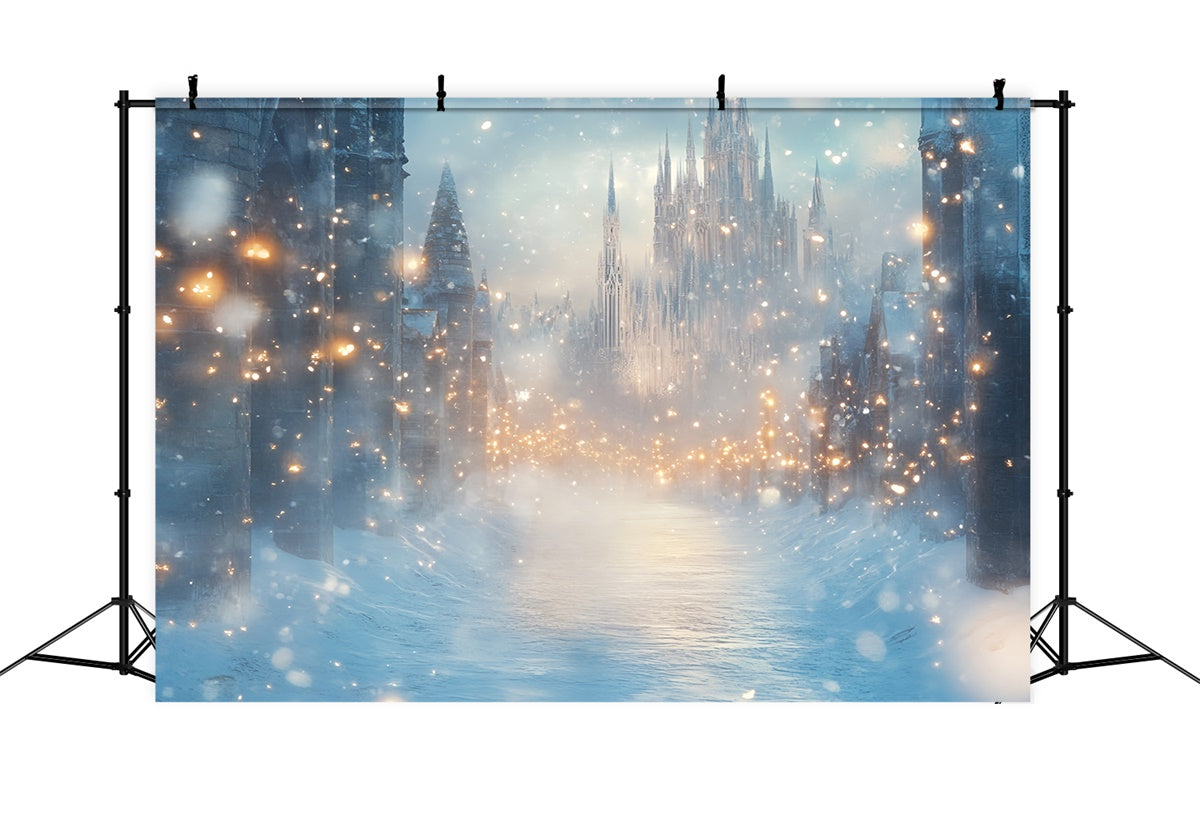 Winter Castle Backdrop Snowlit Castle Dream Backdrop UK CSH57-225