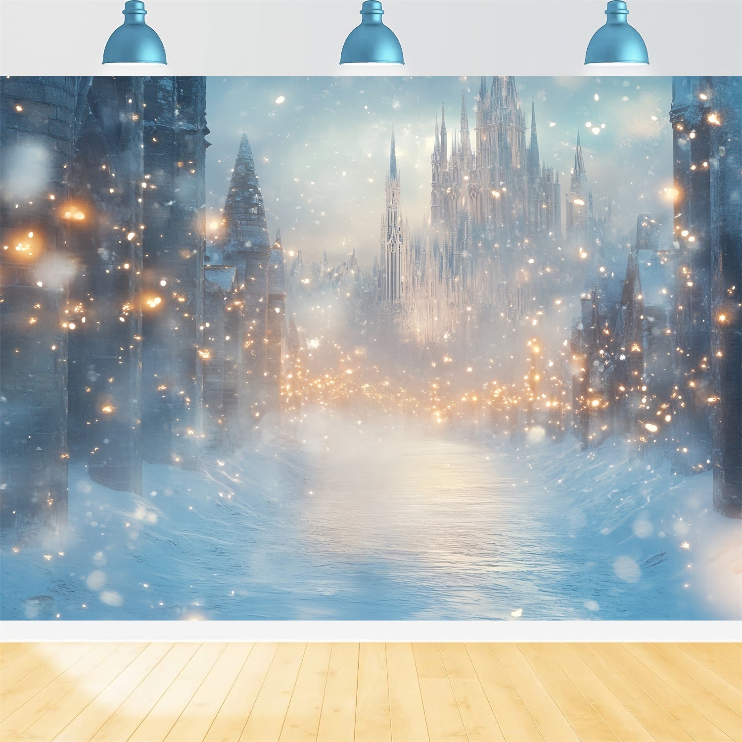 Winter Castle Backdrop Snowlit Castle Dream Backdrop UK CSH57-225