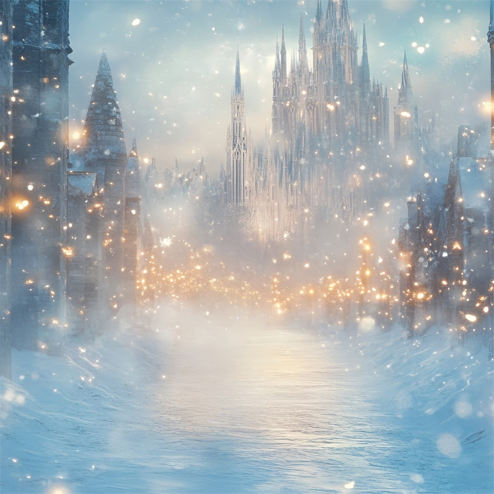 Winter Castle Backdrop Snowlit Castle Dream Backdrop UK CSH57-225