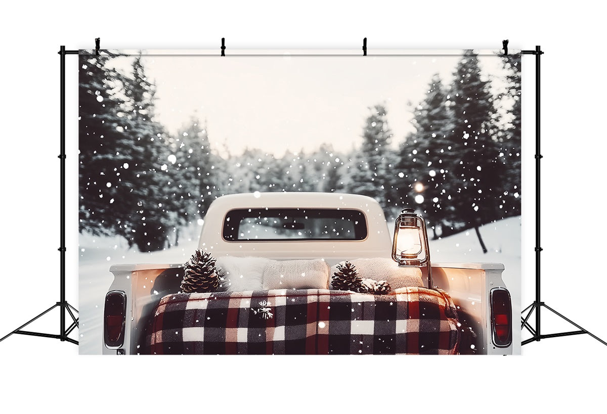 Winter Backdrop Photography Rustic Truck Snow Backdrop UK CSH57-235