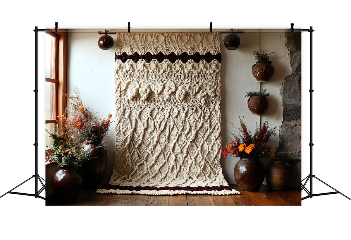 Boho Photo Backdrop Cozy Knit Rustic Chic Backdrop UK CSH57-291