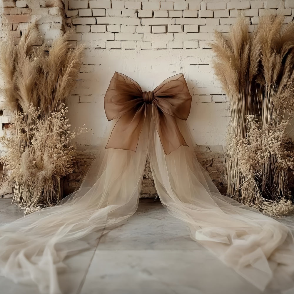 Bohemian Style Backdrop Earthy Drape Pampas Backdrop UK CSH57-295