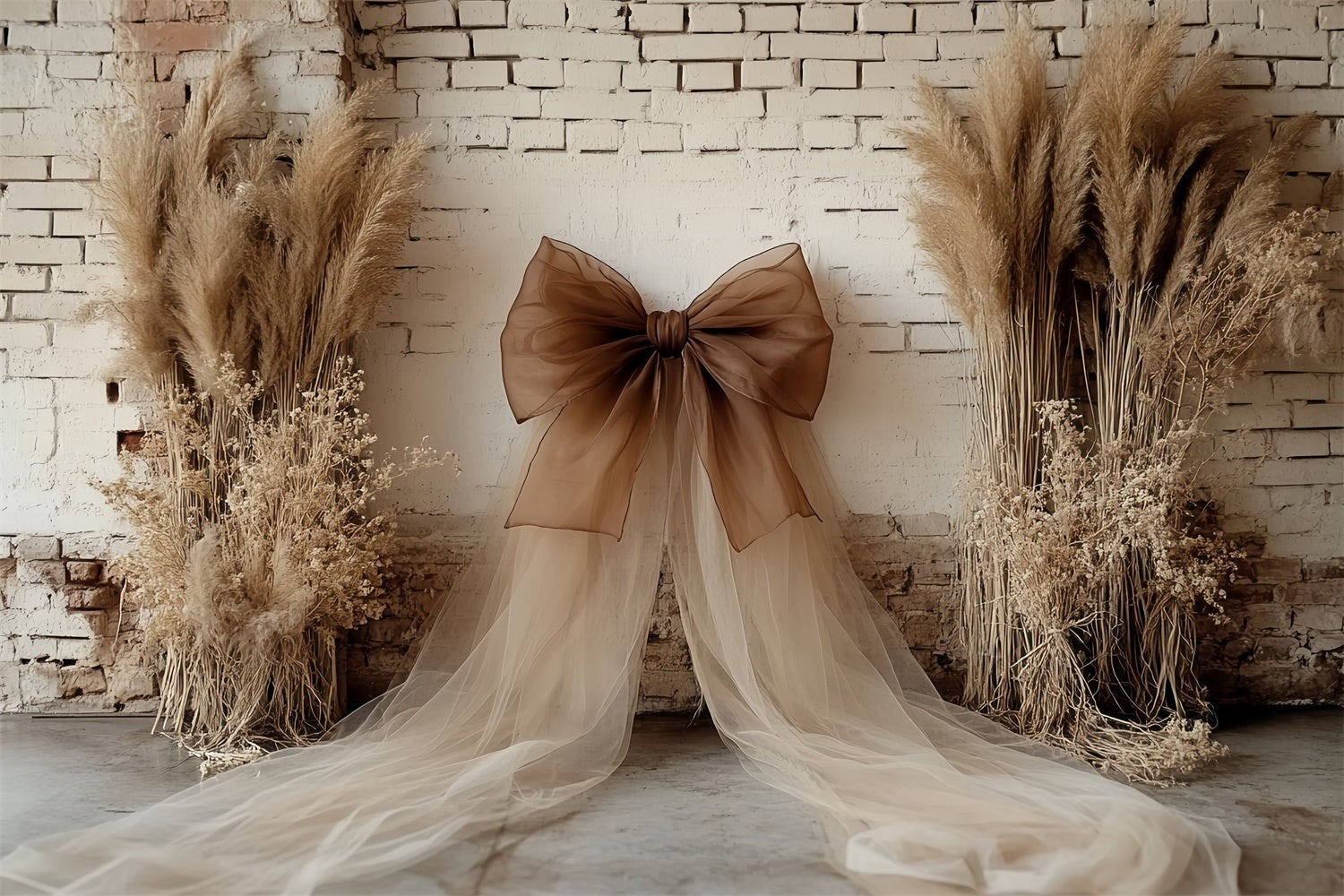 Bohemian Style Backdrop Earthy Drape Pampas Backdrop UK CSH57-295