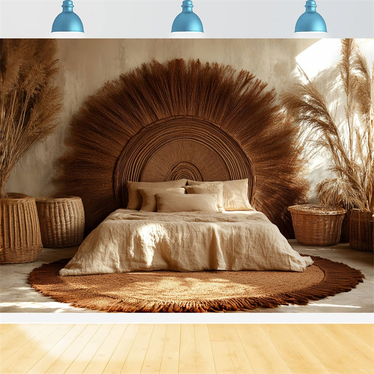 Bohemian Backdrop Rattan Sunburst Retreat Backdrop UK CSH57-304