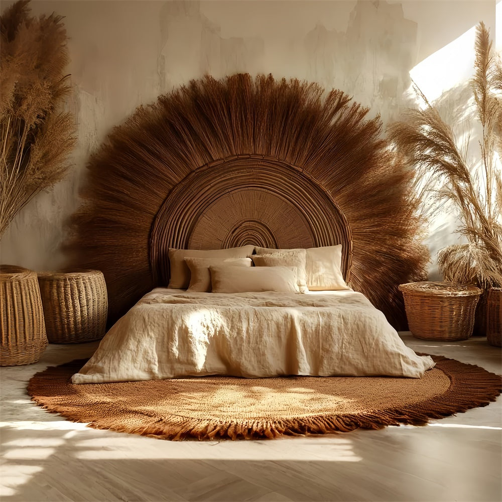 Bohemian Backdrop Rattan Sunburst Retreat Backdrop UK CSH57-304