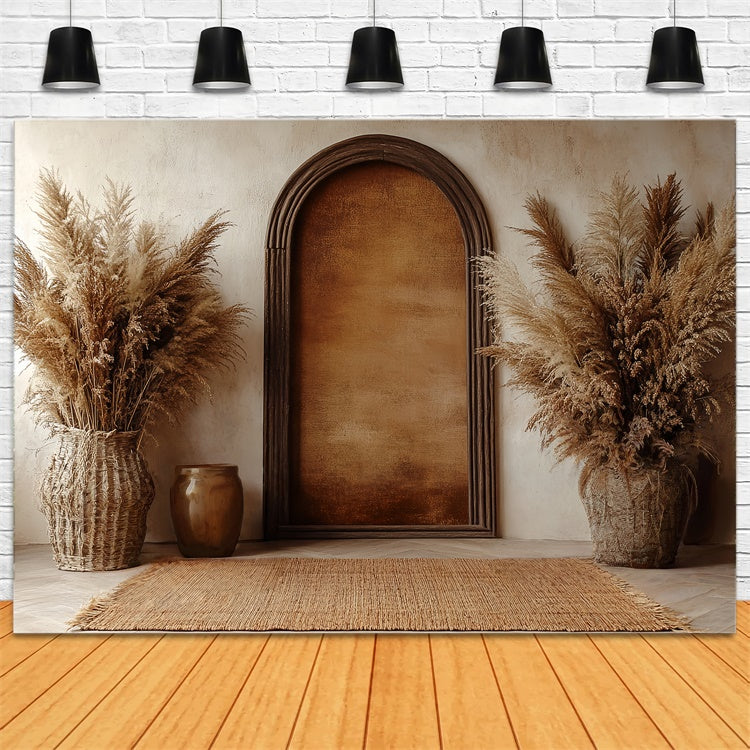 Boho Backdrop Photography Arch Pampas Scene Backdrop UK CSH57-305