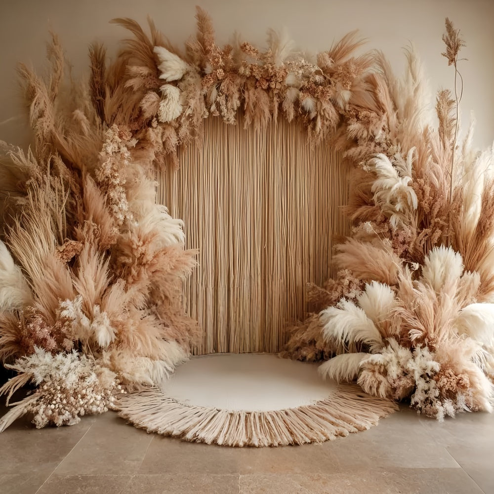 Bohemian Style Backdrop Rustic Pampas Bloom Backdrop UK CSH57-306