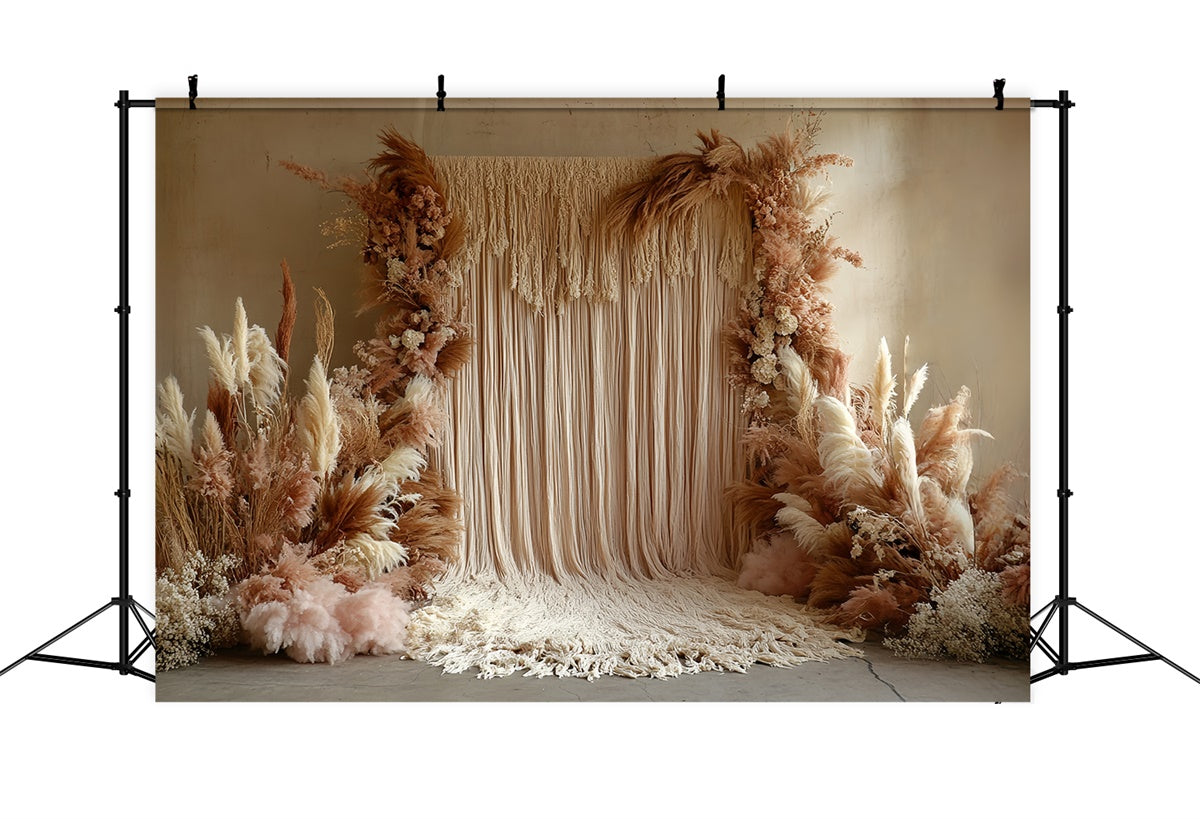 Boho Photography Backdrop Soft Fringe Pampas Backdrop UK CSH57-307