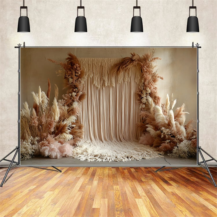 Boho Photography Backdrop Soft Fringe Pampas Backdrop UK CSH57-307