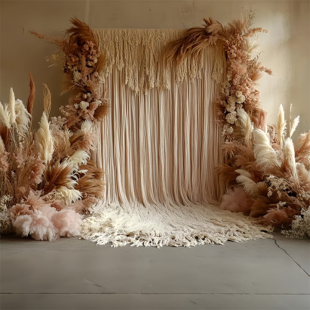 Boho Photography Backdrop Soft Fringe Pampas Backdrop UK CSH57-307