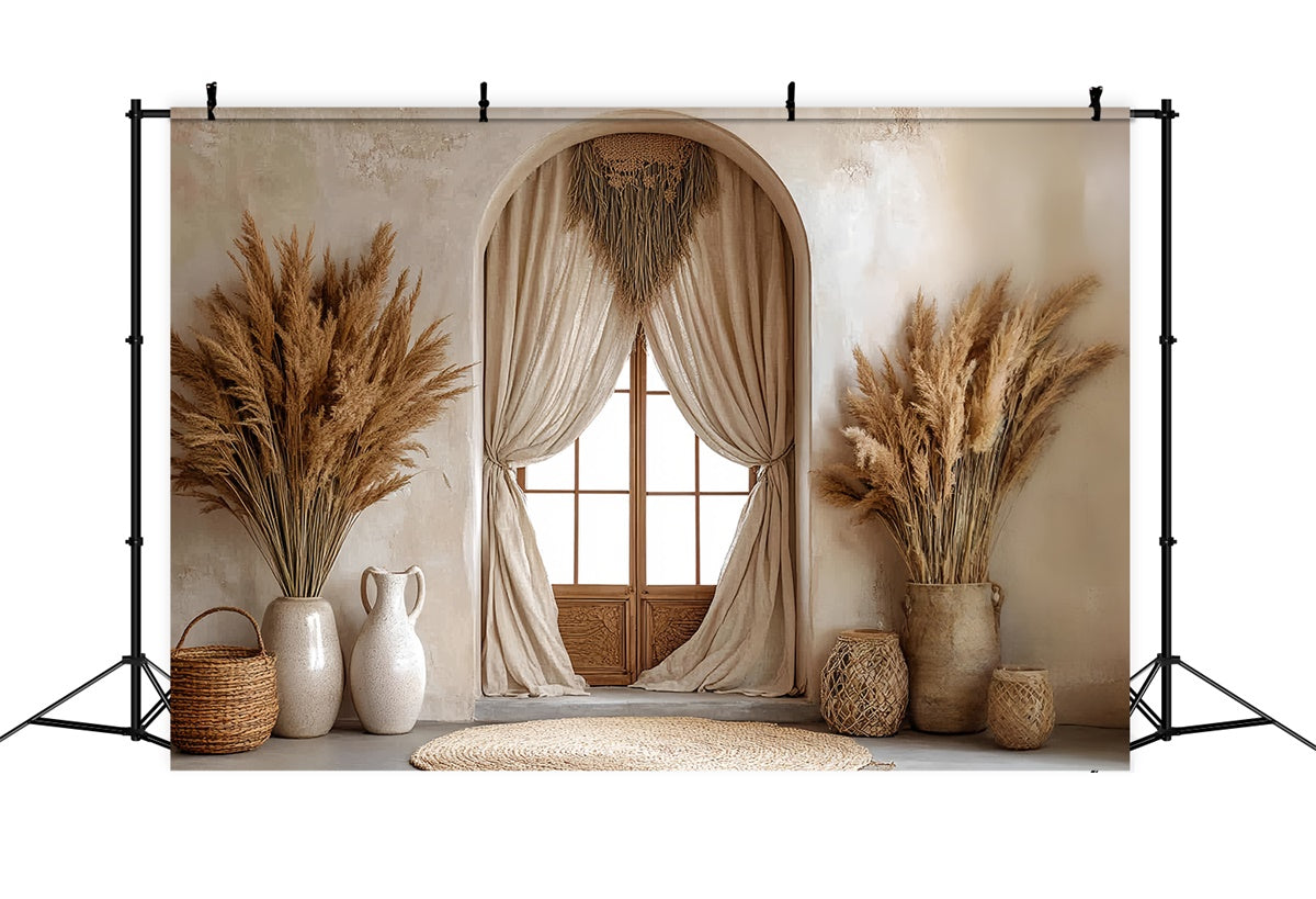 Bohemian Style Backdrop Pampas Window Retreat Backdrop UK CSH57-309