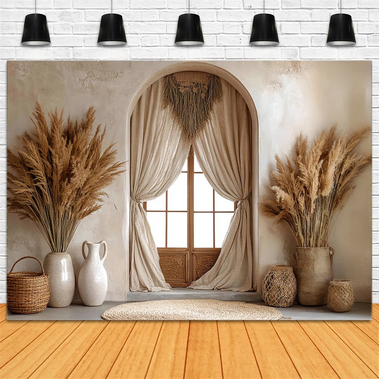 Bohemian Style Backdrop Pampas Window Retreat Backdrop UK CSH57-309