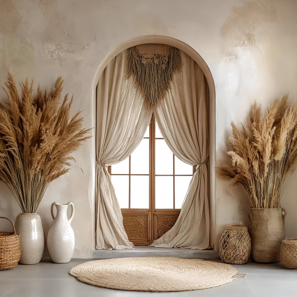 Bohemian Style Backdrop Pampas Window Retreat Backdrop UK CSH57-309