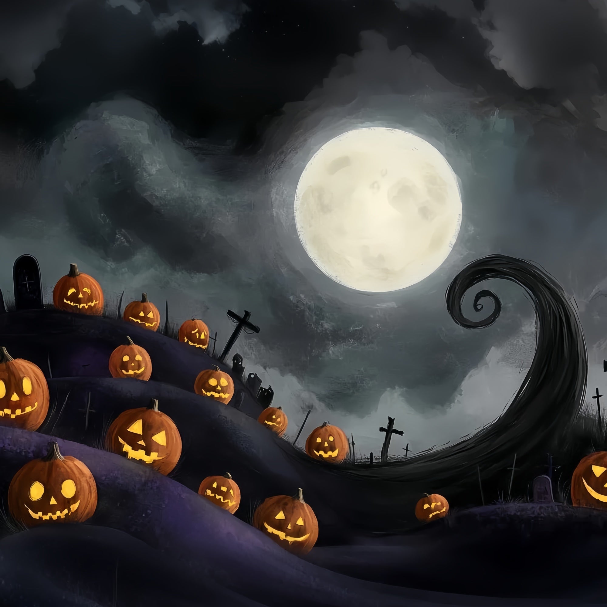 Halloween Moon Backdrop Twisted Hill Moonlight Backdrop UK CSH57-70