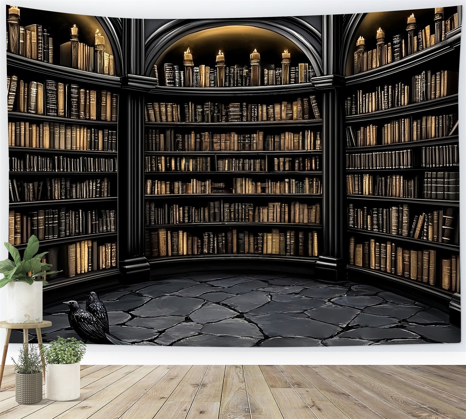 Library Backdrop Dark Arched Gothic Library Back to School Backdrop UK CSH58-108