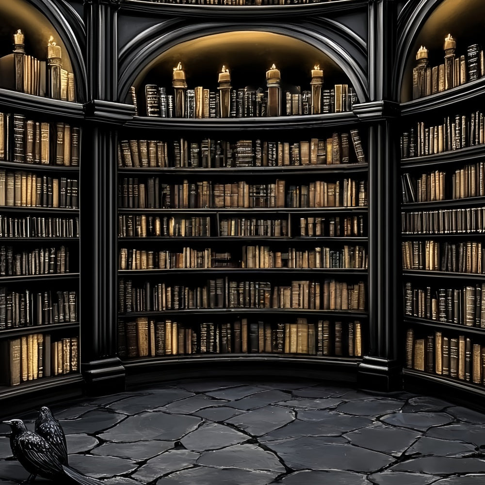 Library Backdrop Dark Arched Gothic Library Back to School Backdrop UK CSH58-108