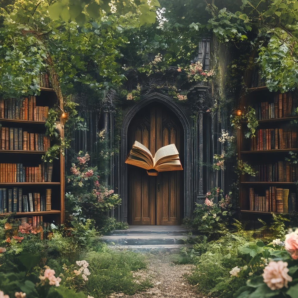 Library Backdrop Enchanted Garden Library Entrance School Backdrop UK CSH58-109
