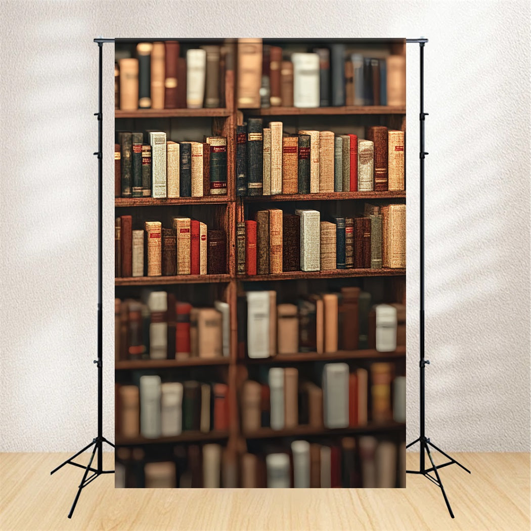 Bookshelf Backdrop Vintage Bookshelf Literature Collection Back to School Backdrop UK CSH58-118