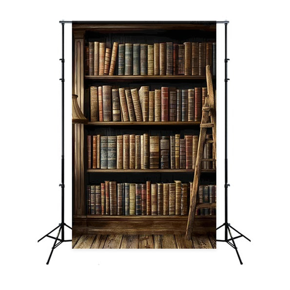 Bookshelf Backdrop Classic Bookshelf Ladder Lamp Back To School Backdrops UK CSH58-120