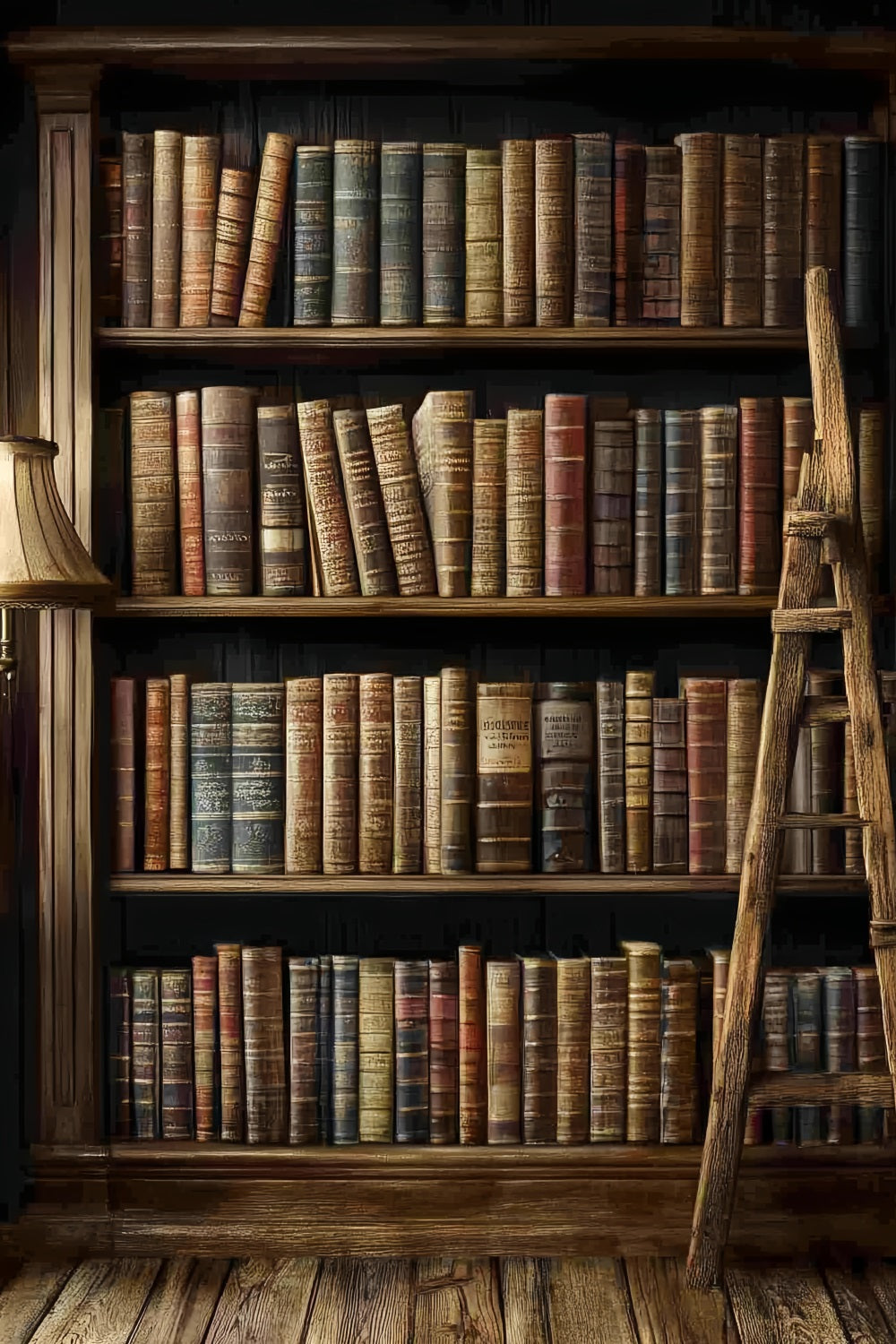 Bookshelf Backdrop Classic Bookshelf Ladder Lamp Back To School Backdrops UK CSH58-120