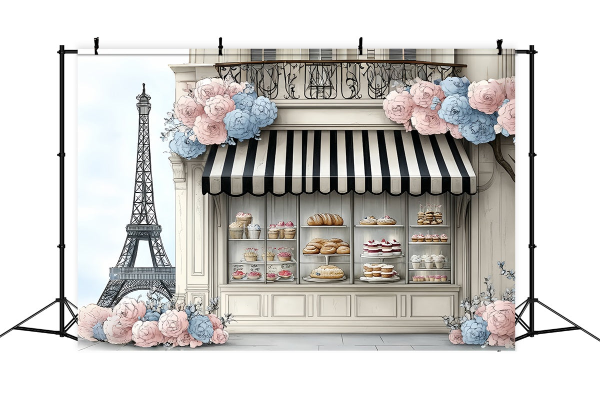Eiffel Tower Backdrop Paris Spring Sweet Bread Bakery Parisian Backdrop UK CSH58-13