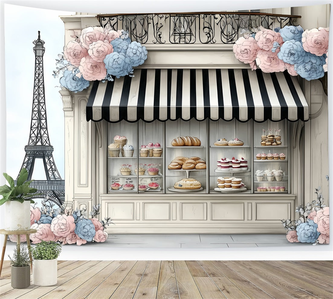 Eiffel Tower Backdrop Paris Spring Sweet Bread Bakery Parisian Backdrop UK CSH58-13