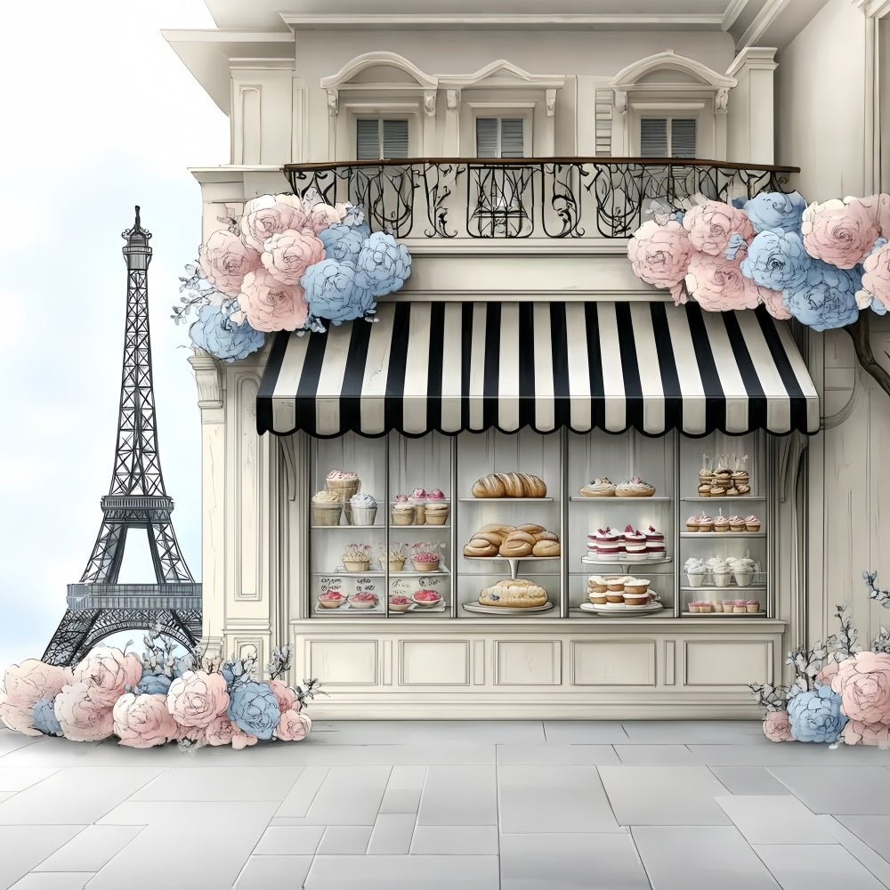 Eiffel Tower Backdrop Paris Spring Sweet Bread Bakery Parisian Backdrop UK CSH58-13