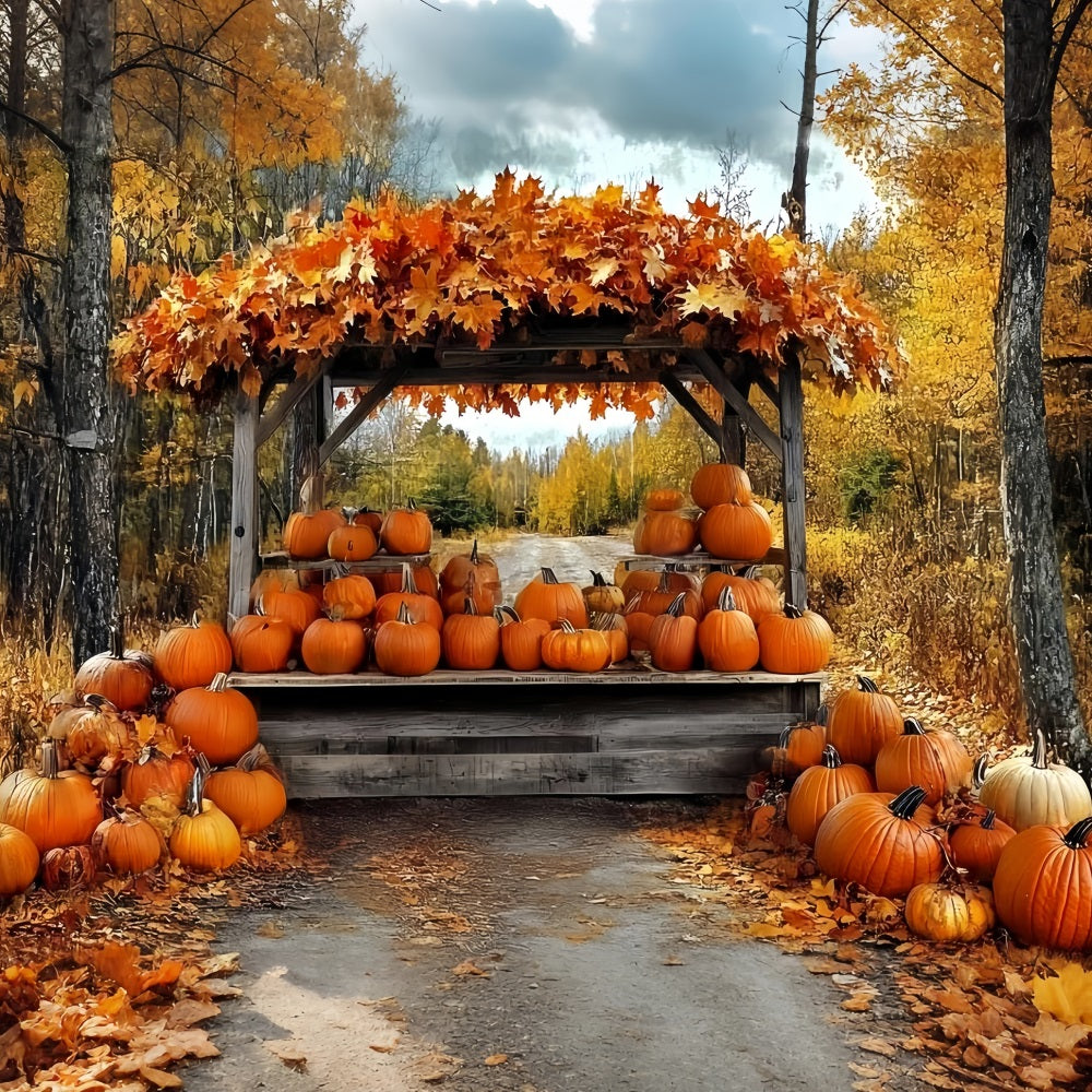 Thanksgiving Photo Backdrop Pumpkin Harvest Forest Stand Thanksgiving Backdrop UK CSH58-134