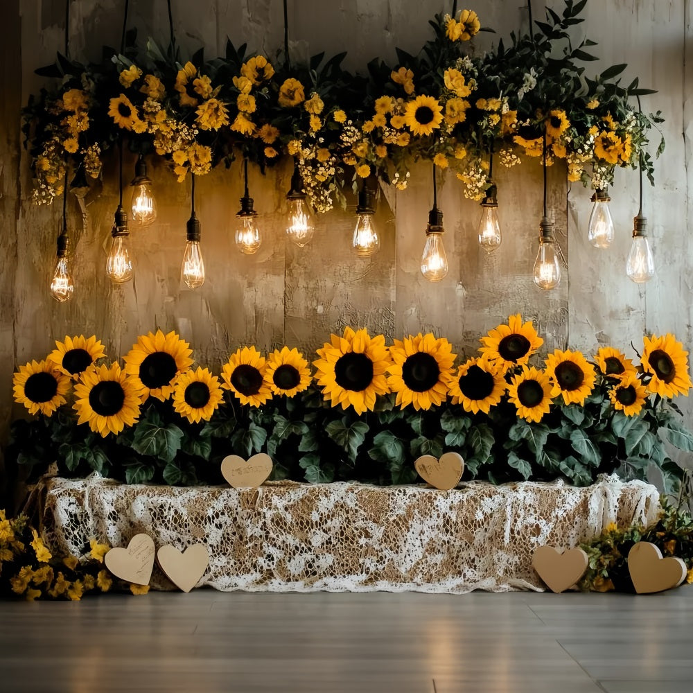 Thanksgiving Photo Backdrop Sunflower String Light Display Backdrop Thanksgiving UK CSH58-136