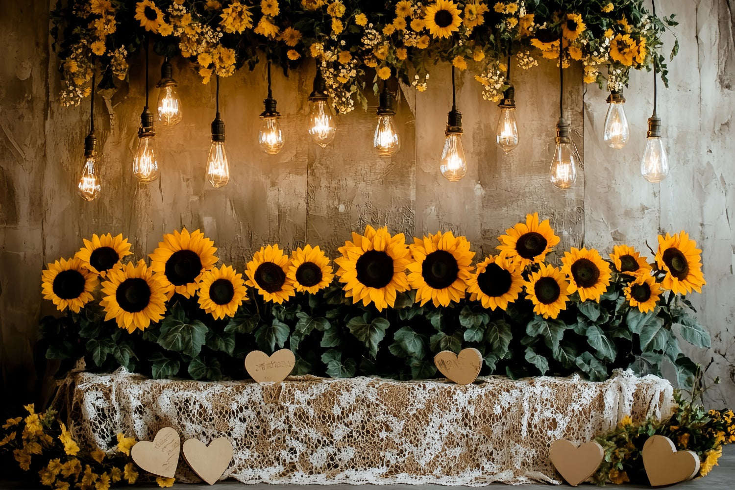 Thanksgiving Photo Backdrop Sunflower String Light Display Backdrop Thanksgiving UK CSH58-136