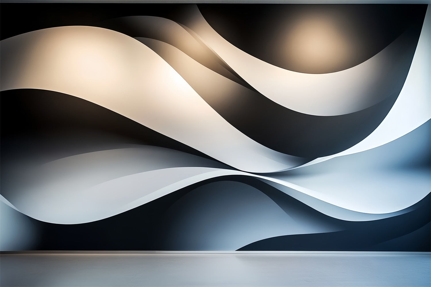 Cool Backdrops Monochrome Flowing Wave Layers Abstract Backdrop UK CSH58-151