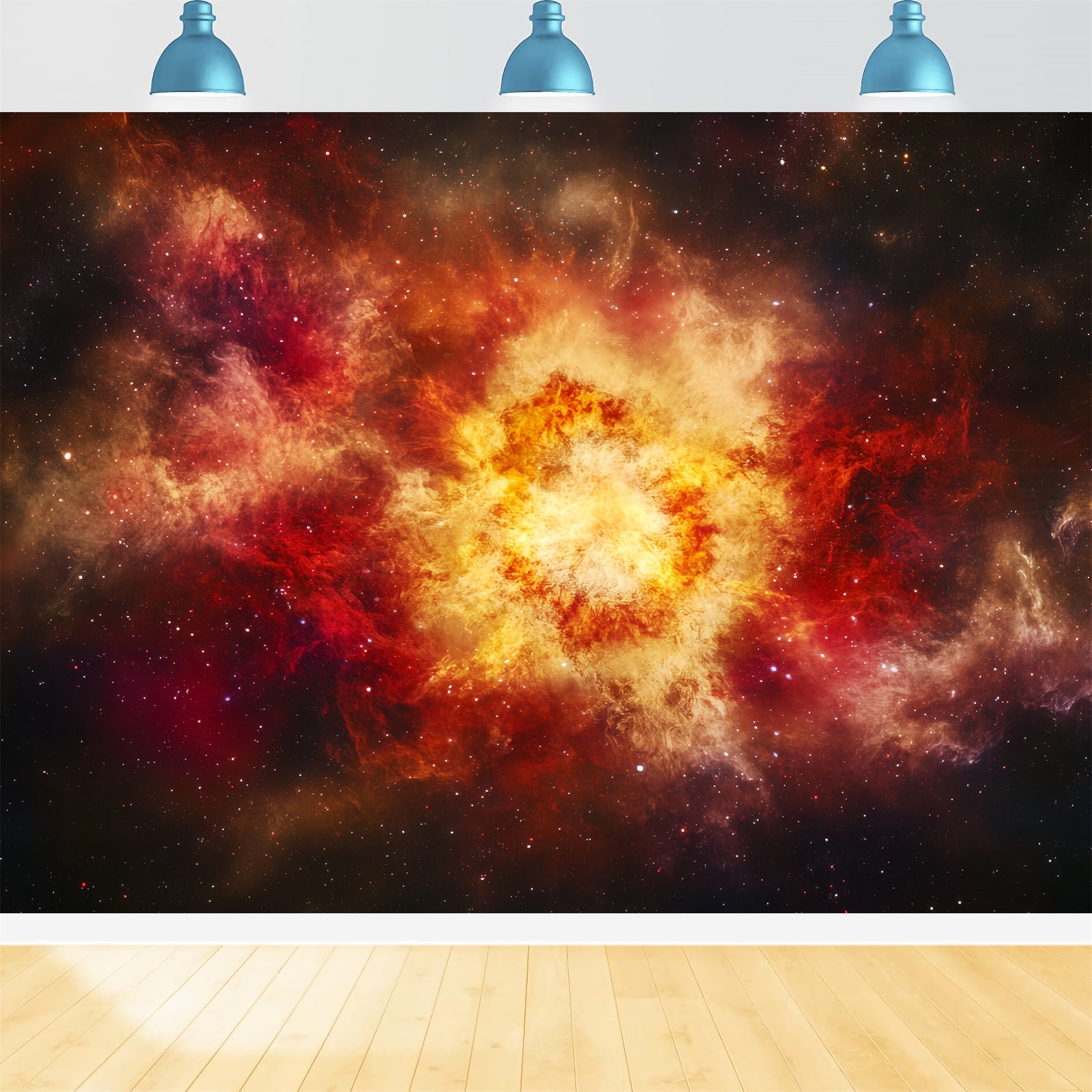 Space Backdrop Golden Red Stellar Burst Abstract Photography Backdrops UK CSH58-160