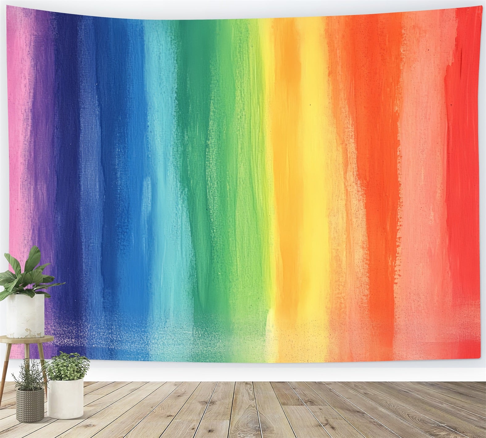 Watercolor Backdrop Vivid Vertical Rainbow Strokes Abstract Backdrop UK CSH58-188