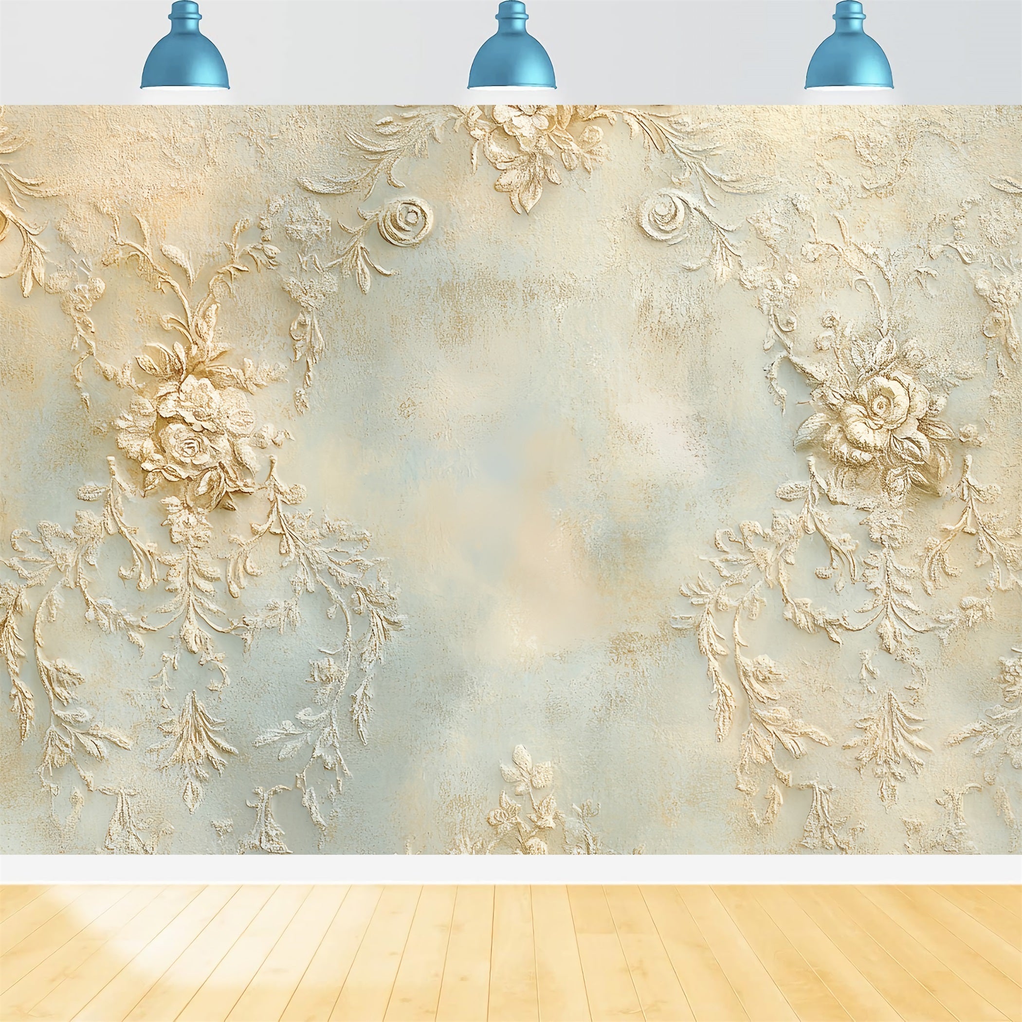 Cream Backdrop Elegant Embossed Floral Design Abstract Backdrops UK CSH58-200