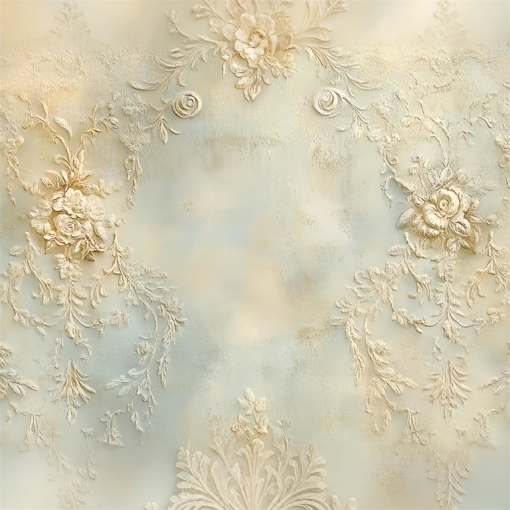 Cream Backdrop Elegant Embossed Floral Design Abstract Backdrops UK CSH58-200