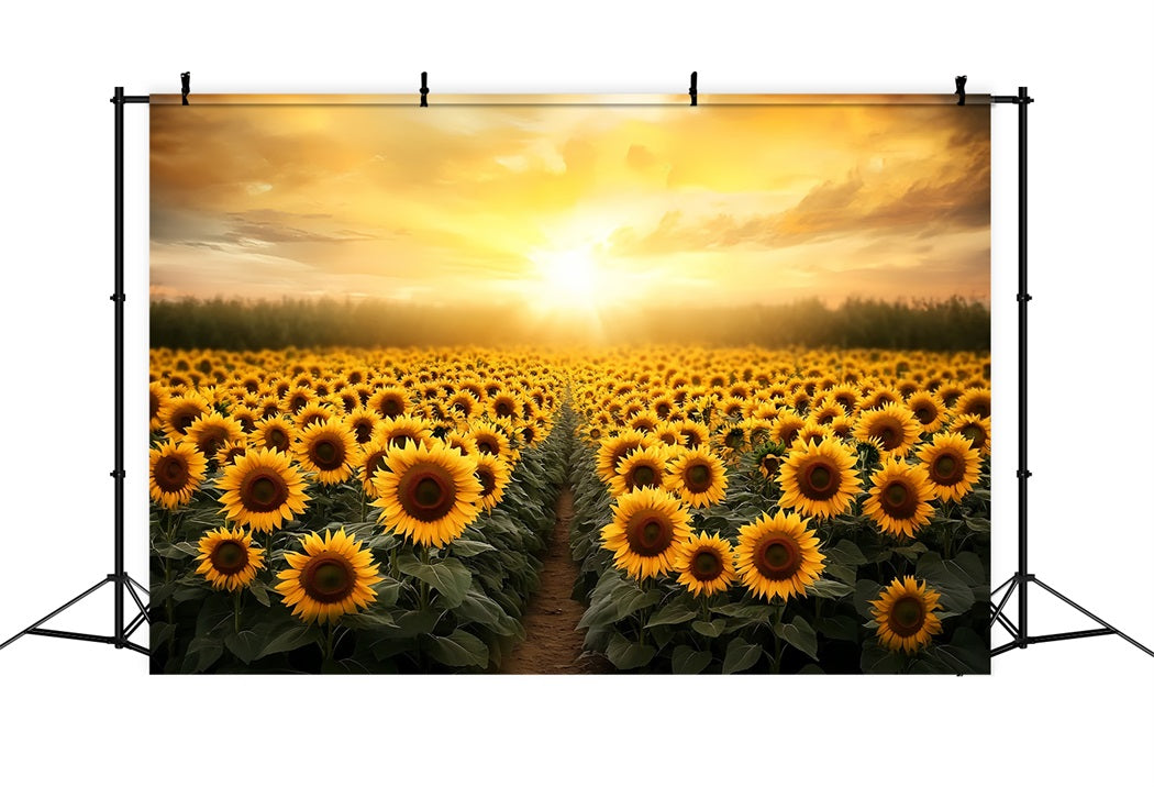 Fall Sunflower Backdrop Flower Field Golden Horizon Autumn Photography Backdrops UK CSH58-220