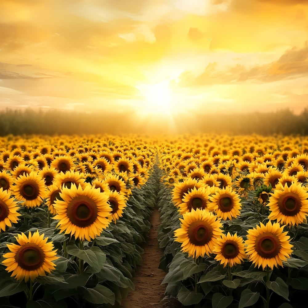 Fall Sunflower Backdrop Flower Field Golden Horizon Autumn Photography Backdrops UK CSH58-220