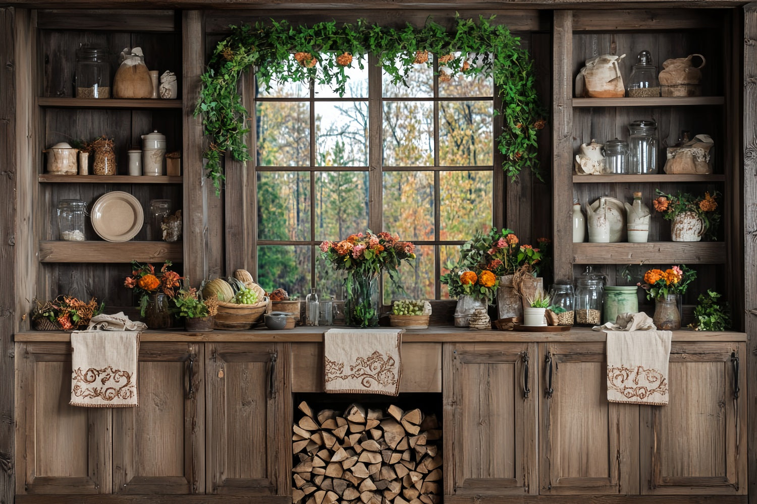 Autumn Rustic Backdrop Rustic Kitchen Autumn Decor Fall Photo Backdrop UK CSH58-226