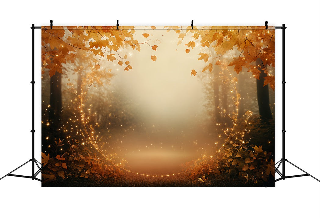 Fall Nature Backdrop Golden Leaves Sparkling Circle Autumn Backdrops UK CSH58-227