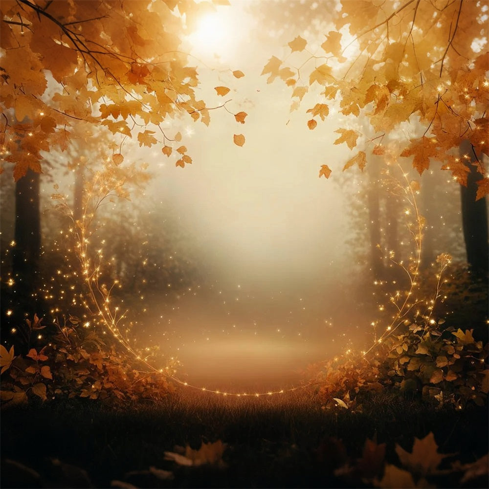 Fall Nature Backdrop Golden Leaves Sparkling Circle Autumn Backdrops UK CSH58-227