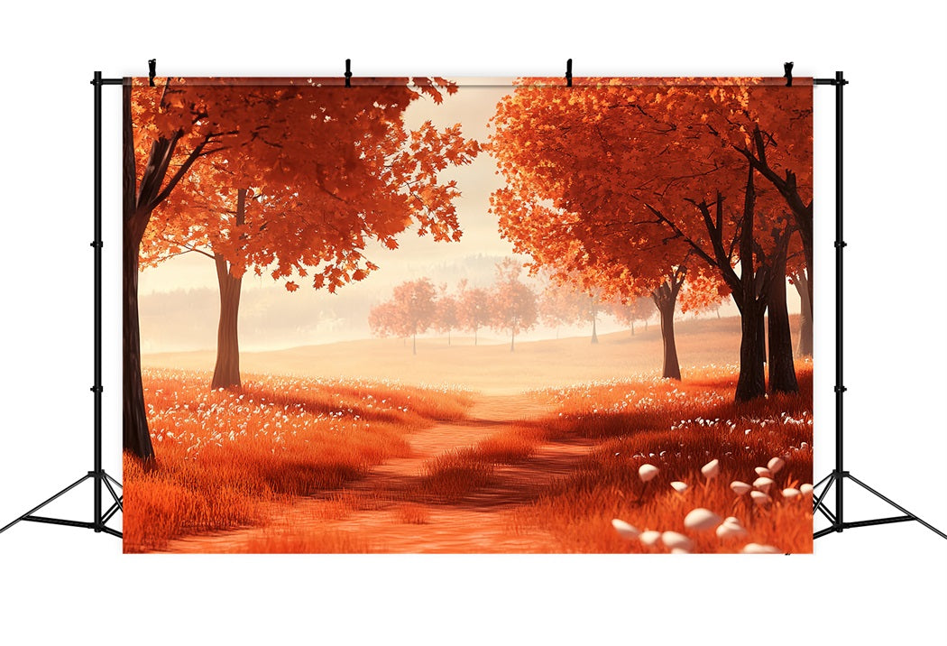 Autumn Nature Backdrop Autumn Meadow Red Trees Fall Photo Backdrop UK CSH58-228