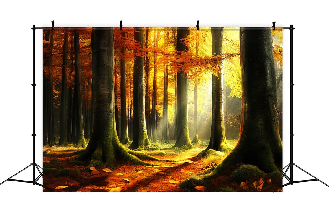 Autumn Nature Backdrop Mystic Light Autumn Woods Fall Photo Backdrop UK CSH58-231