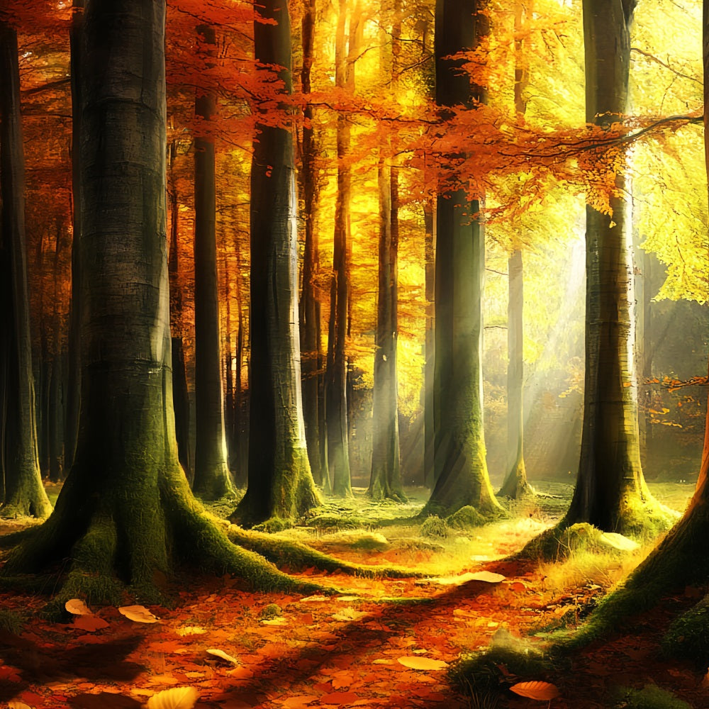 Autumn Nature Backdrop Mystic Light Autumn Woods Fall Photo Backdrop UK CSH58-231