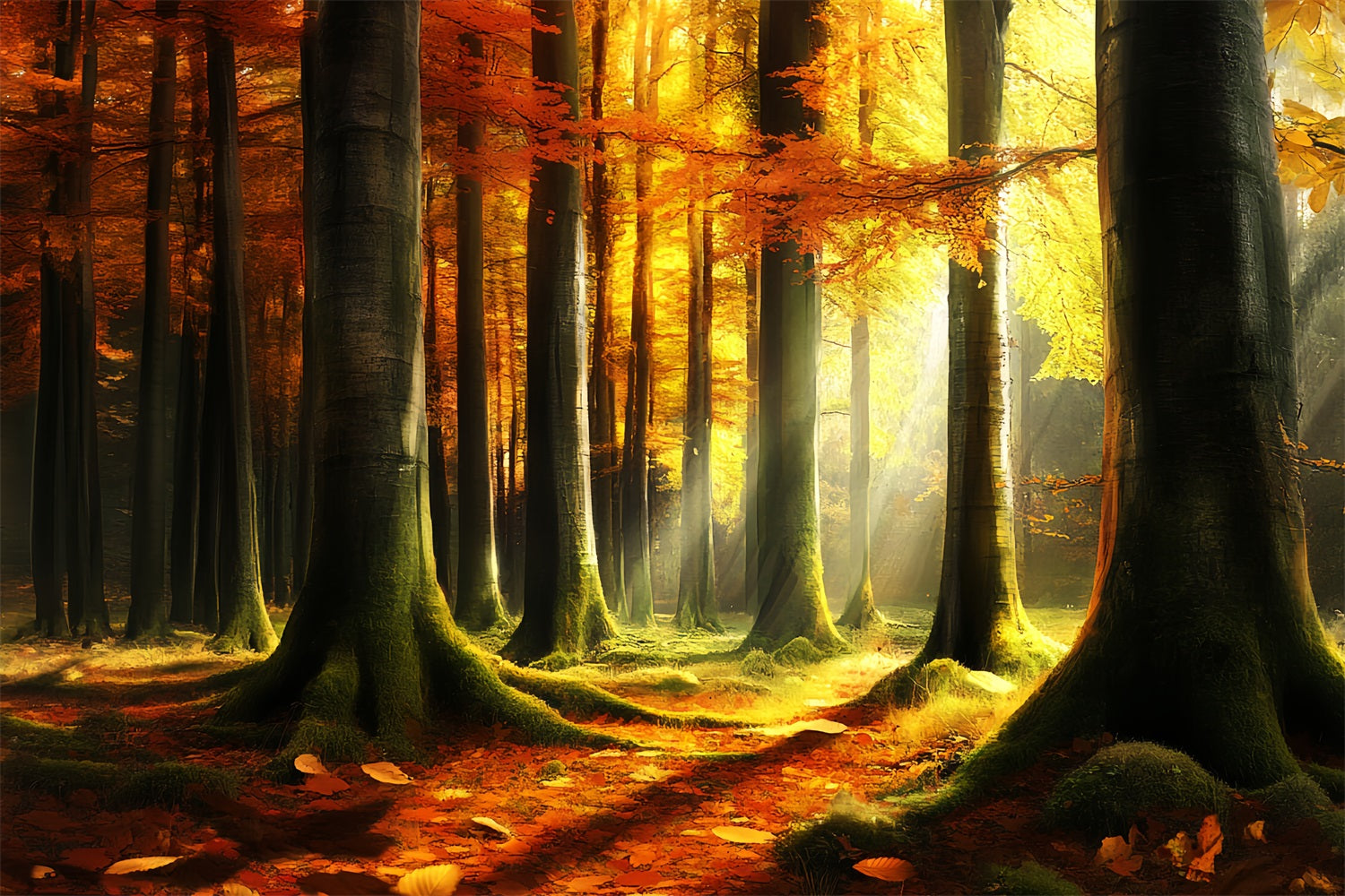 Autumn Nature Backdrop Mystic Light Autumn Woods Fall Photo Backdrop UK CSH58-231