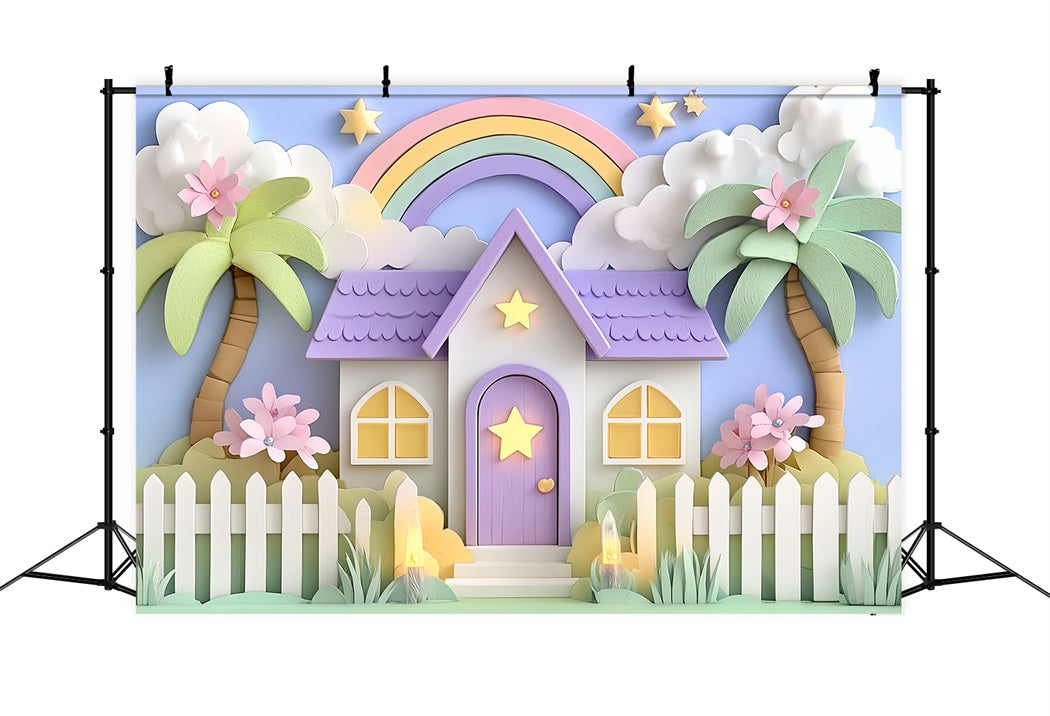 Newborn Cute Backdrop Pastel Rainbow Cottage Fantasy Newborn Photoshoot Backdrop UK CSH58-237